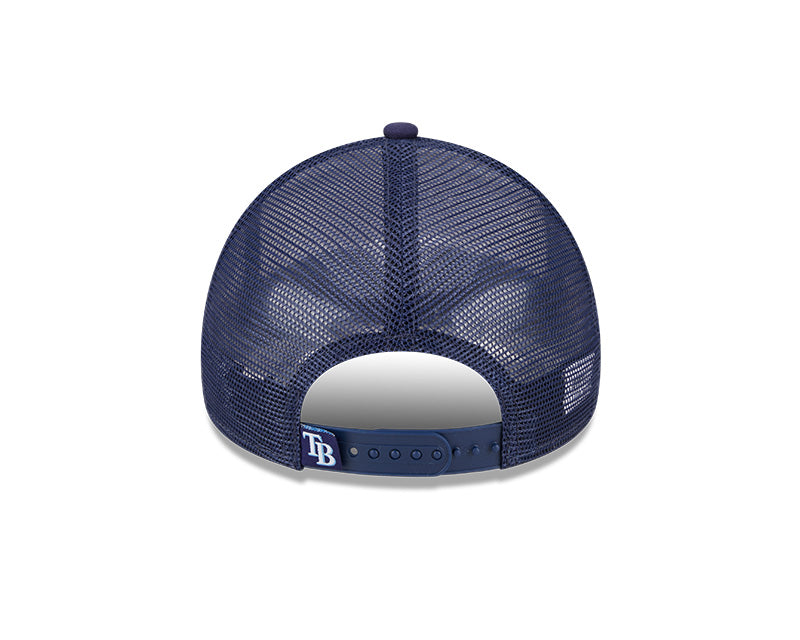 Rays New Era Navy White Stacked A-Frame 9Forty Snapback Trucker Hat