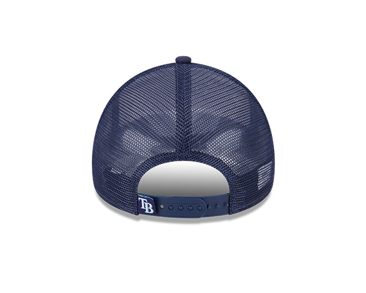 Rays New Era Navy White Stacked A-Frame 9Forty Snapback Trucker Hat