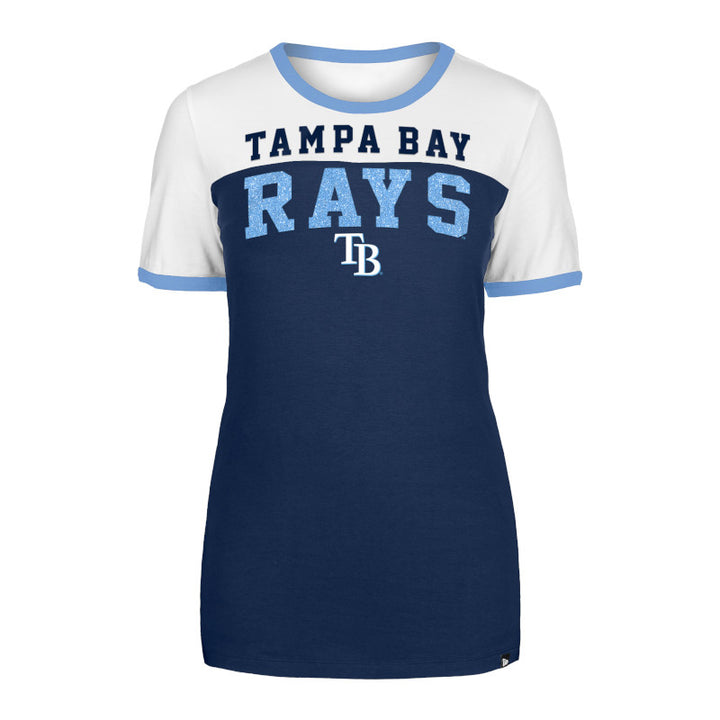 Rays Women's New Era Navy Glitter TB T-Shirt