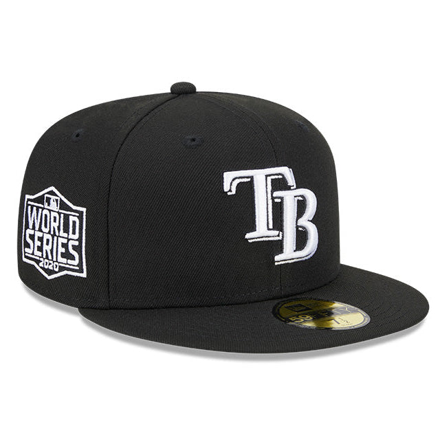 Rays New Era Black White TB World Series 2020 Patch 59Fifty Fitted Hat