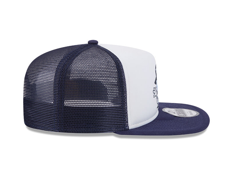 Rays Men's New Era White Navy Court Sport 9Fifty A-Frame Trucker Snapback Hat