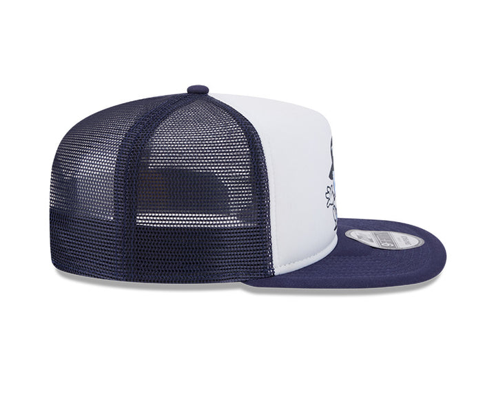 Rays Men's New Era White Navy Court Sport 9Fifty A-Frame Trucker Snapback Hat