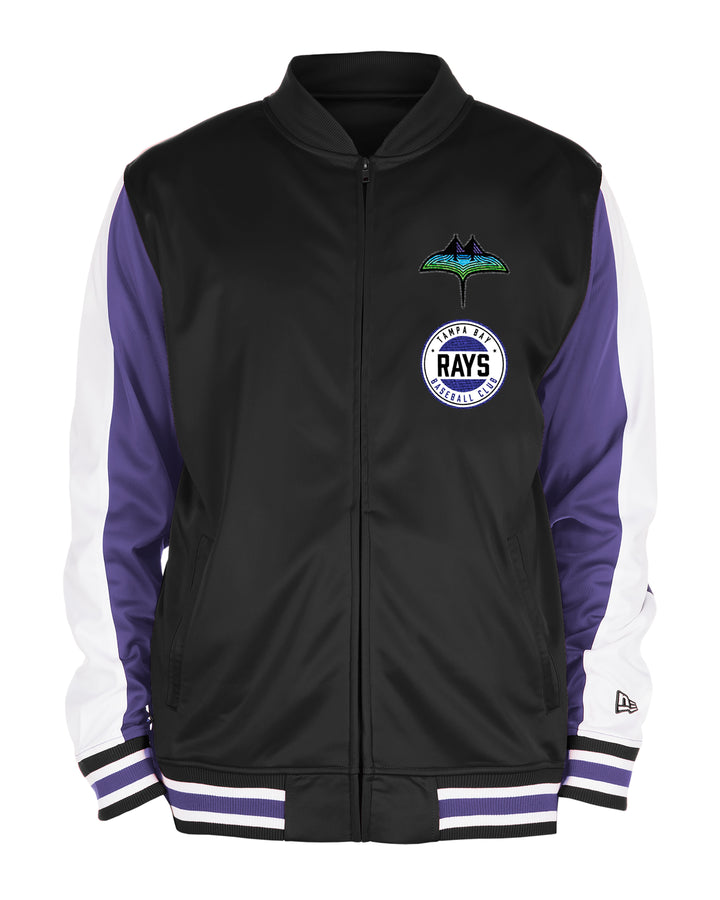 Rays Men's New Era Black Purple City Connect Skyray Track Jacket