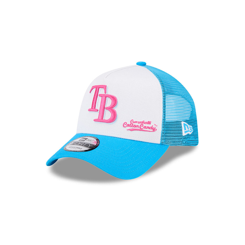 Rays New Era White Blue Big League Chew Cotton Candy 9Forty Snapback Trucker Hat