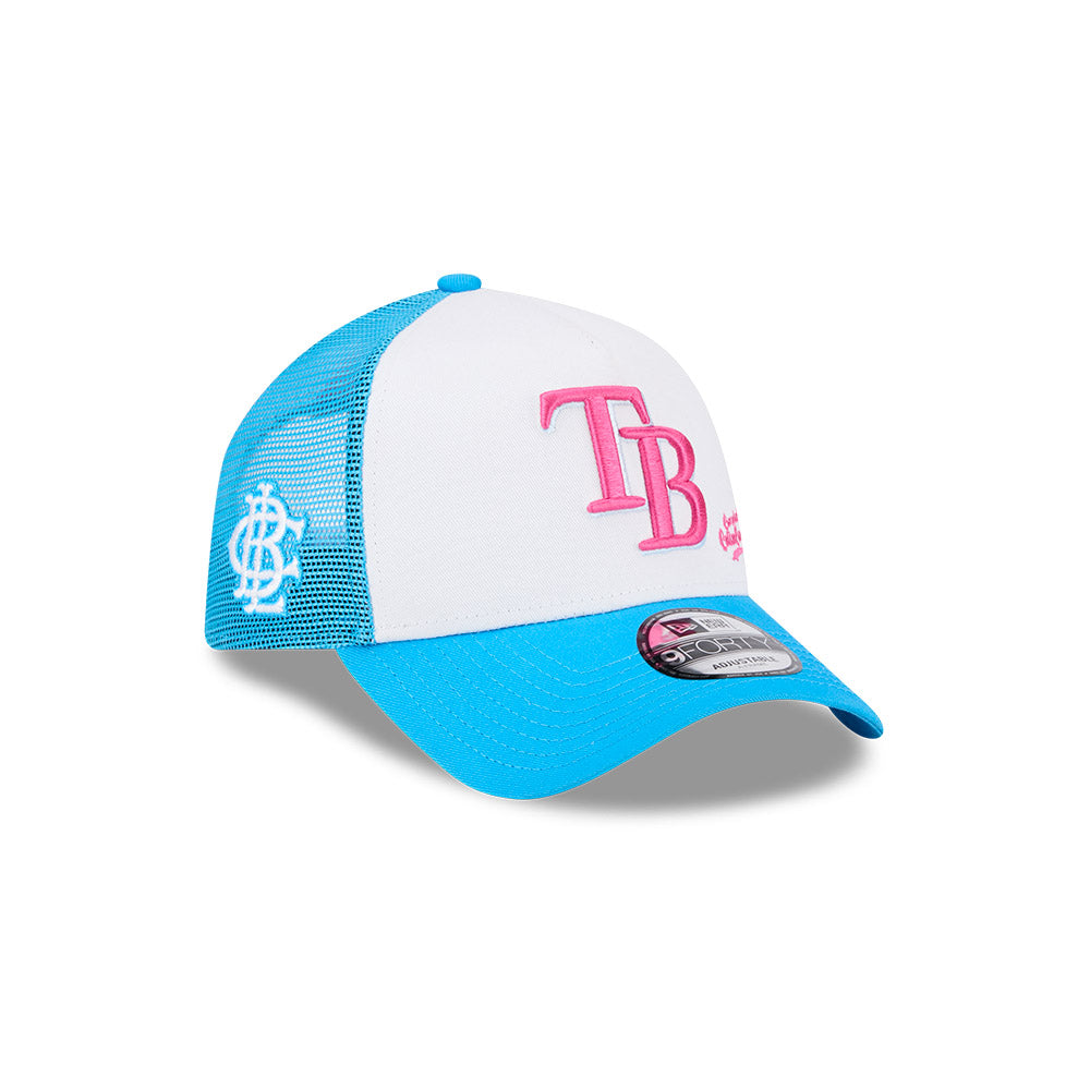 Rays New Era White Blue Big League Chew Cotton Candy 9Forty Snapback Trucker Hat