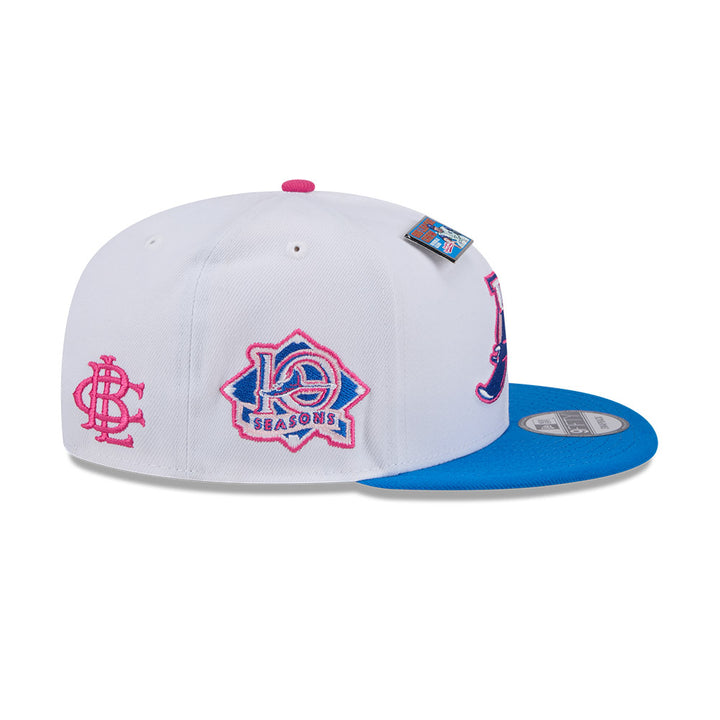 Rays New Era White Blue Big League Chew Cotton Candy 9Fifty Snapback Hat