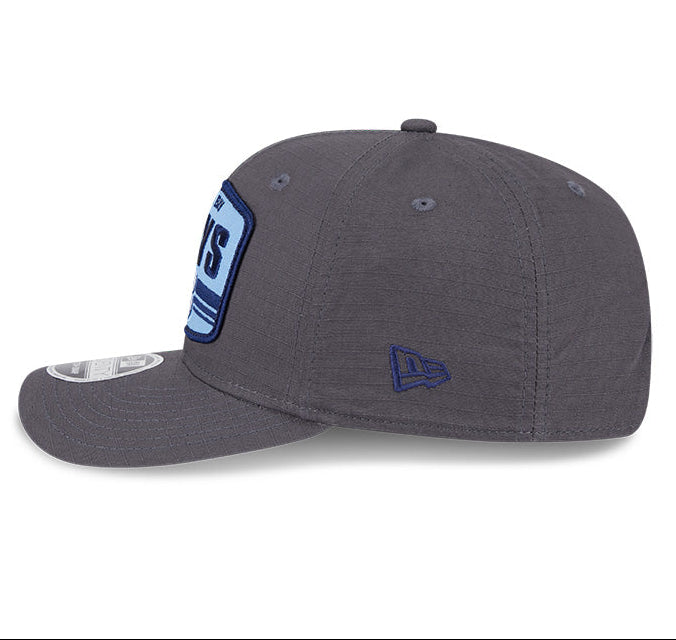 Rays New Era Grey TB Patch 9SEVENTY Stretch-Snap Hat