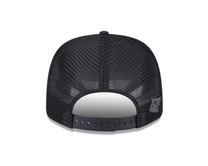 Rays New Era Black TB Stripes 9SEVENTY Stretch-Snap Trucker Hat