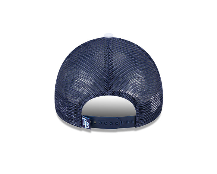 Rays New Era Navy White Striped 9Forty A-Frame Snapback Trucker Hat