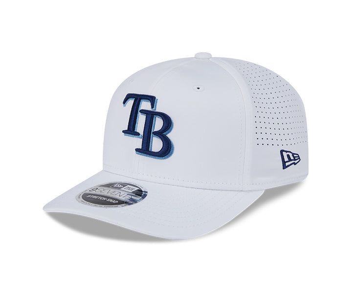 Rays New Era White TB Performance 9SEVENTY Stretch-Snap Hat