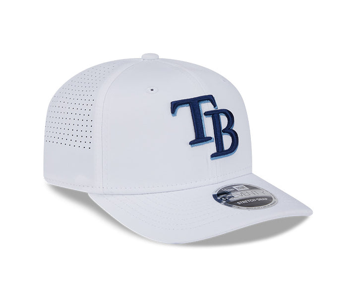 Rays New Era White TB Performance 9SEVENTY Stretch-Snap Hat