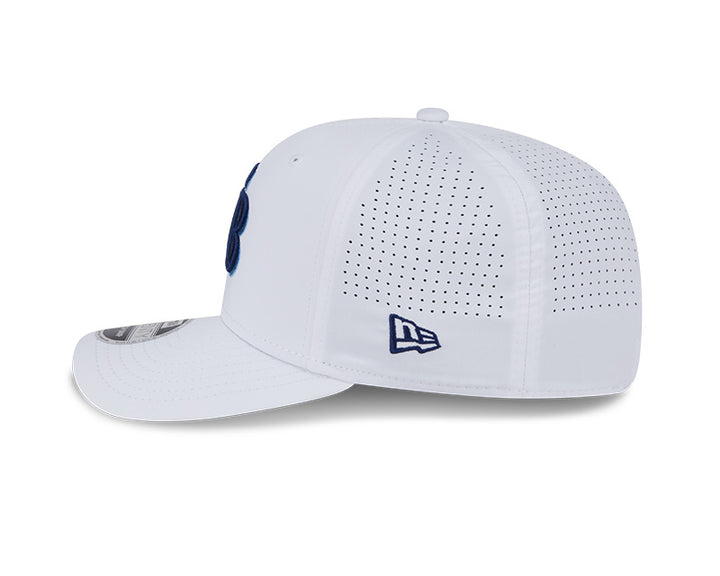Rays New Era White TB Performance 9SEVENTY Stretch-Snap Hat