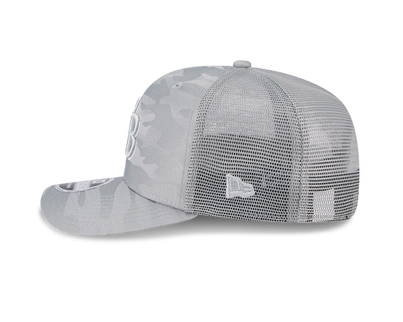Rays New Era Canvas Grey Camo TB 9SEVENTY Stretch-Snap Trucker Hat