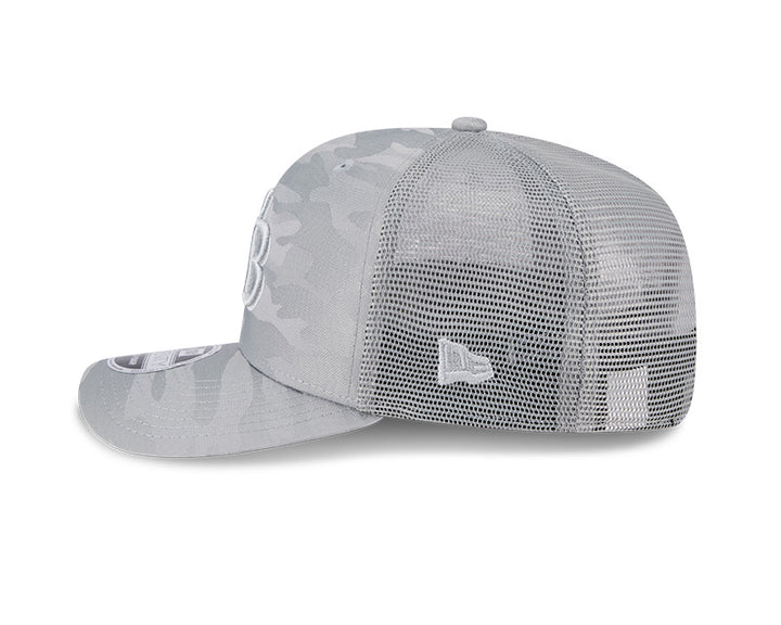 Rays New Era Canvas Grey Camo TB 9SEVENTY Stretch-Snap Trucker Hat