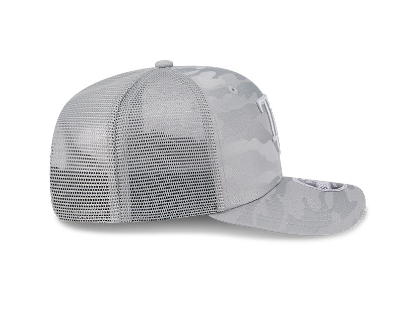 Rays New Era Canvas Grey Camo TB 9SEVENTY Stretch-Snap Trucker Hat
