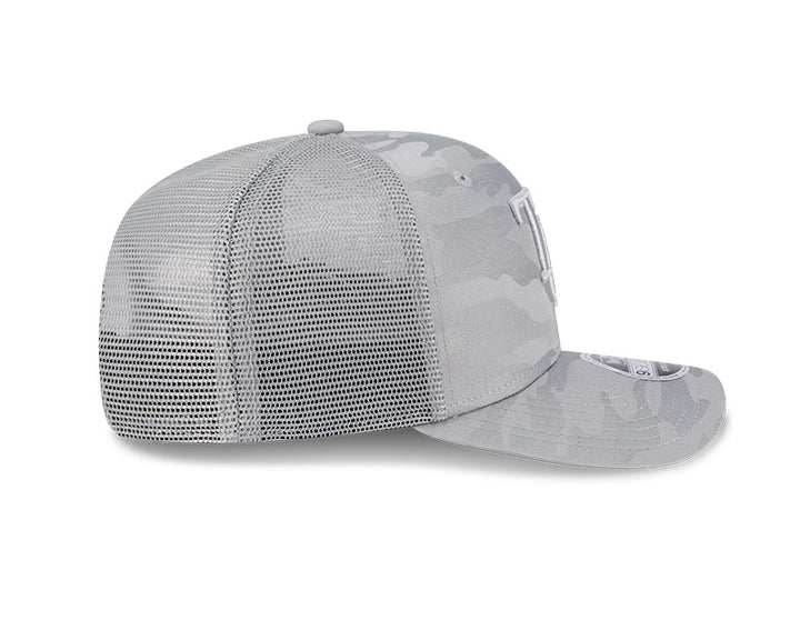 Rays New Era Canvas Grey Camo TB 9SEVENTY Stretch-Snap Trucker Hat