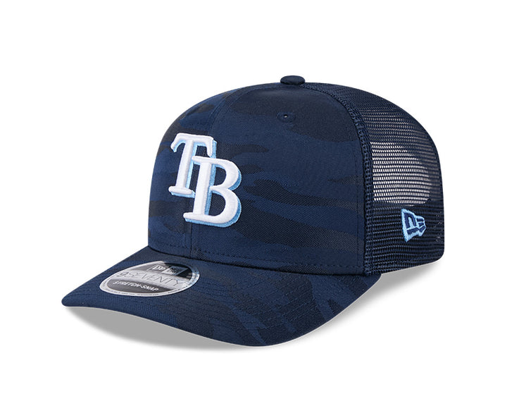 Rays New Era Canvas Navy Camo TB 9SEVENTY Stretch-Snap Trucker Hat