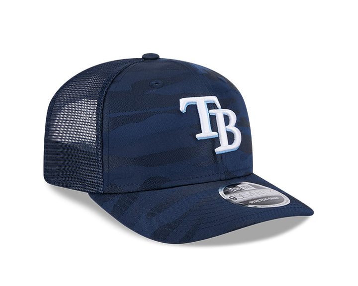 Rays New Era Canvas Navy Camo TB 9SEVENTY Stretch-Snap Trucker Hat