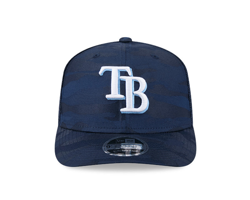 Rays New Era Canvas Navy Camo TB 9SEVENTY Stretch-Snap Trucker Hat