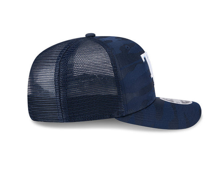 Rays New Era Canvas Navy Camo TB 9SEVENTY Stretch-Snap Trucker Hat