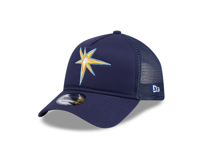 Rays New Era Navy Burst Trucker 9Forty A-Frame Hat