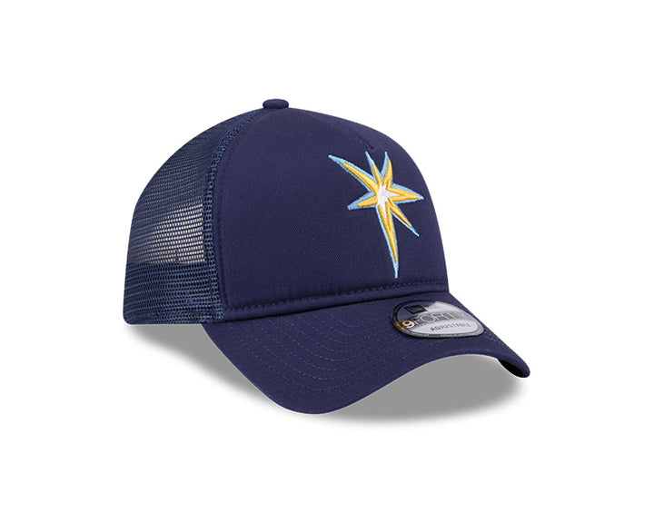Rays New Era Navy Burst Trucker 9Forty A-Frame Hat
