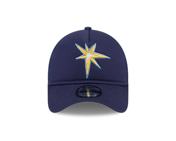 Rays New Era Navy Burst Trucker 9Forty A-Frame Hat