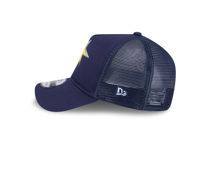 Rays New Era Navy Burst Trucker 9Forty A-Frame Hat