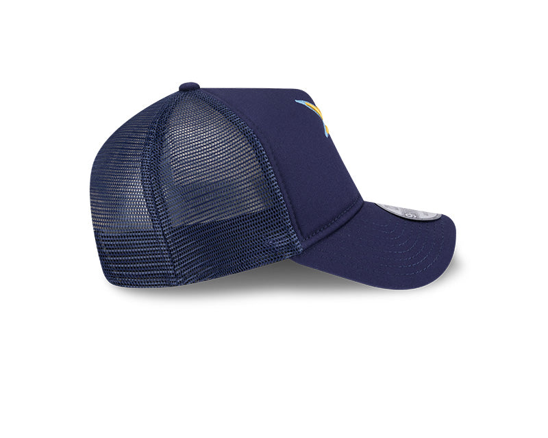 Rays New Era Navy Burst Trucker 9Forty A-Frame Hat