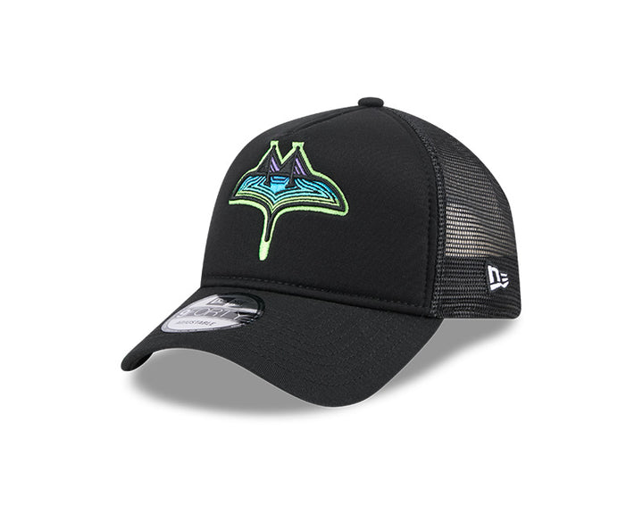 Rays New Era Black City Connect Skyray AFrame Trucker 9Forty Hat
