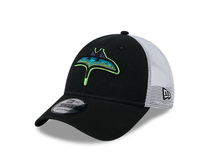 Rays New Era Black White City Connect Skyray Trucker 9Forty Hat