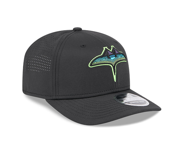 Rays New Era Black Skyray Performance 9SEVENTY Stretch-Snap Hat