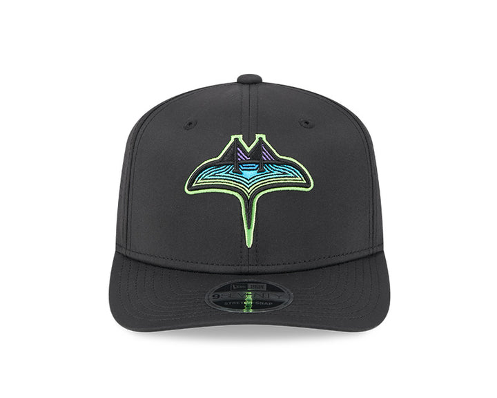 Rays New Era Black Skyray Performance 9SEVENTY Stretch-Snap Hat