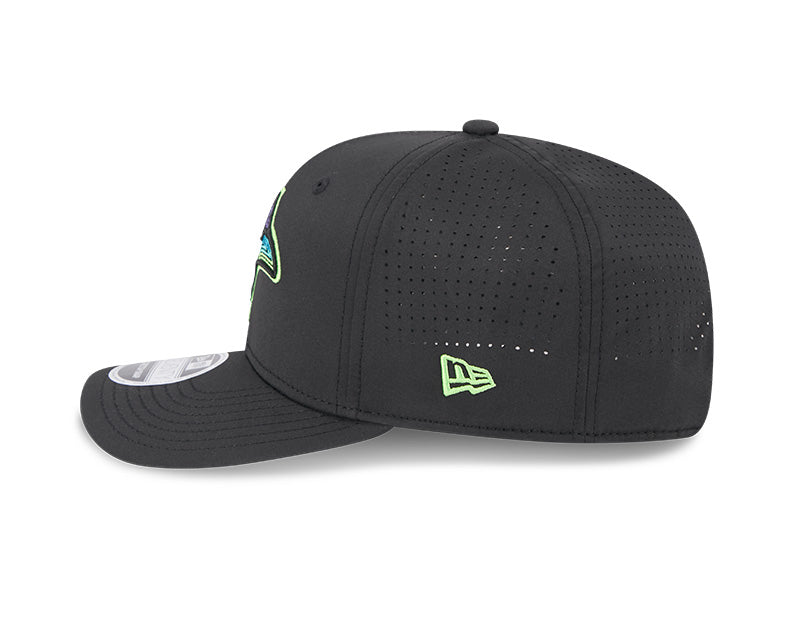 Rays New Era Black Skyray Performance 9SEVENTY Stretch-Snap Hat
