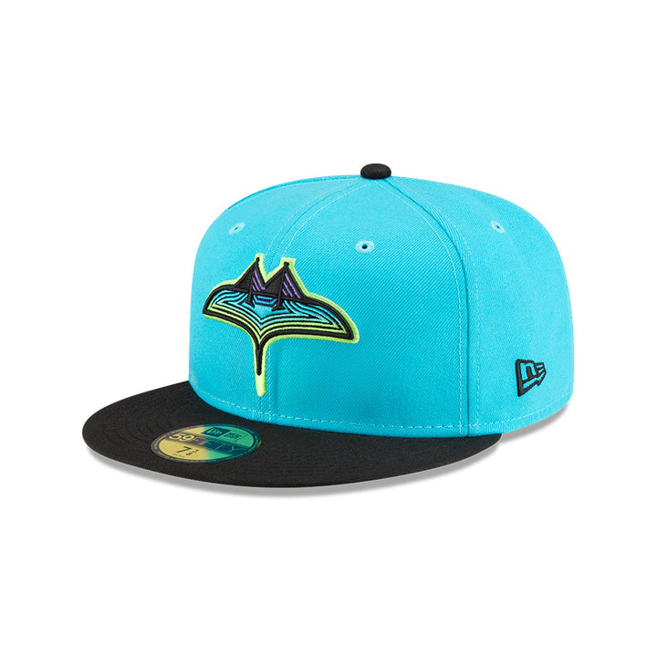 Rays New Era Blue Black Two Tone City Connect Skyway Skate Tampa Bay 59Fifty Fitted Hat