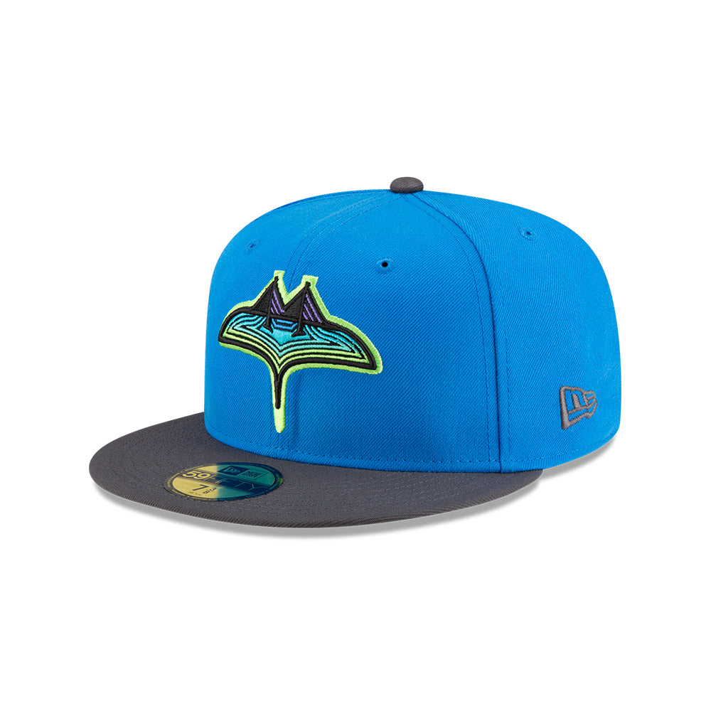 Rays New Era Blue Grey Two Tone City Connect Skyray Skate Tampa Bay 59Fifty Fitted Hat
