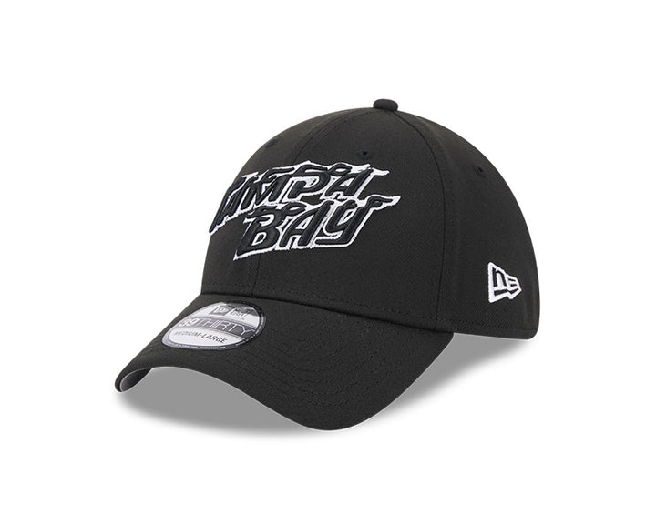 Rays New Era City Connect Black White Flames 39Thirty Flex Fit Hat