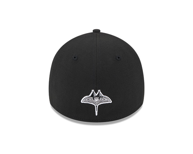 Rays New Era City Connect Black White Flames 39Thirty Flex Fit Hat