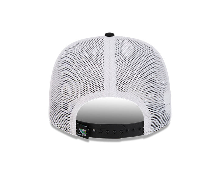 Rays New Era Devil Rays Black White TB Coop 9SEVENTY Stretch-Snap Trucker Hat