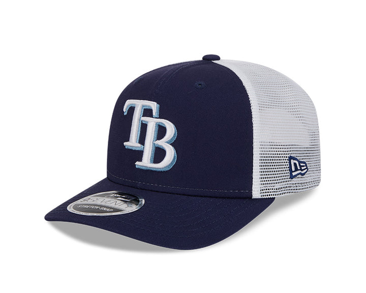 Rays New Era Navy White TB 9SEVENTY Stretch-Snap Trucker Hat