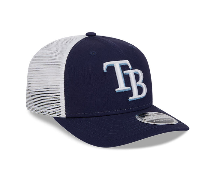 Rays New Era Navy White TB 9SEVENTY Stretch-Snap Trucker Hat