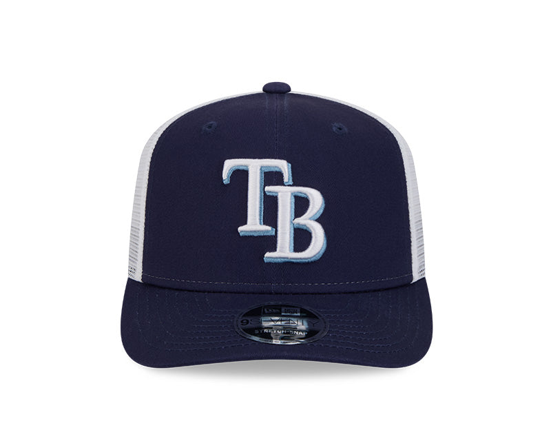 Rays New Era Navy White TB 9SEVENTY Stretch-Snap Trucker Hat