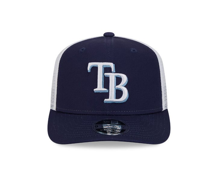 Rays New Era Navy White TB 9SEVENTY Stretch-Snap Trucker Hat