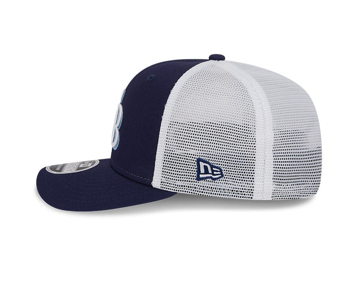 Rays New Era Navy White TB 9SEVENTY Stretch-Snap Trucker Hat