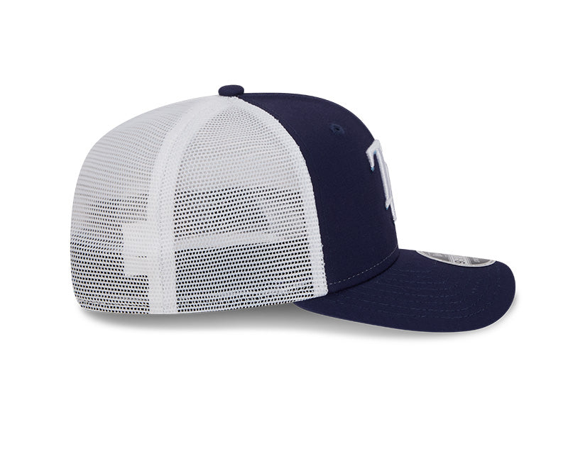 Rays New Era Navy White TB 9SEVENTY Stretch-Snap Trucker Hat