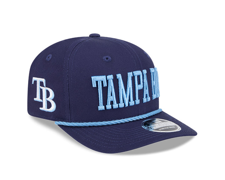 Rays New Era Tampa Bay Navy Blue Rope 9SEVENTY Stretch-Snap Hat