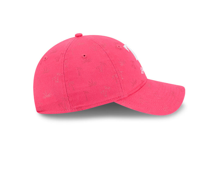 Rays Youth New Era Magenta 2025 Spring Training TB Script Palm Pattern 9Twenty Adjustable Hat