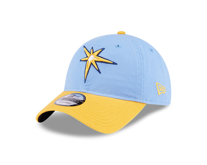 Rays New Era Light Blue/Yellow Burst 2025 On-Field Spring Training 9Twenty Adjustable Hat