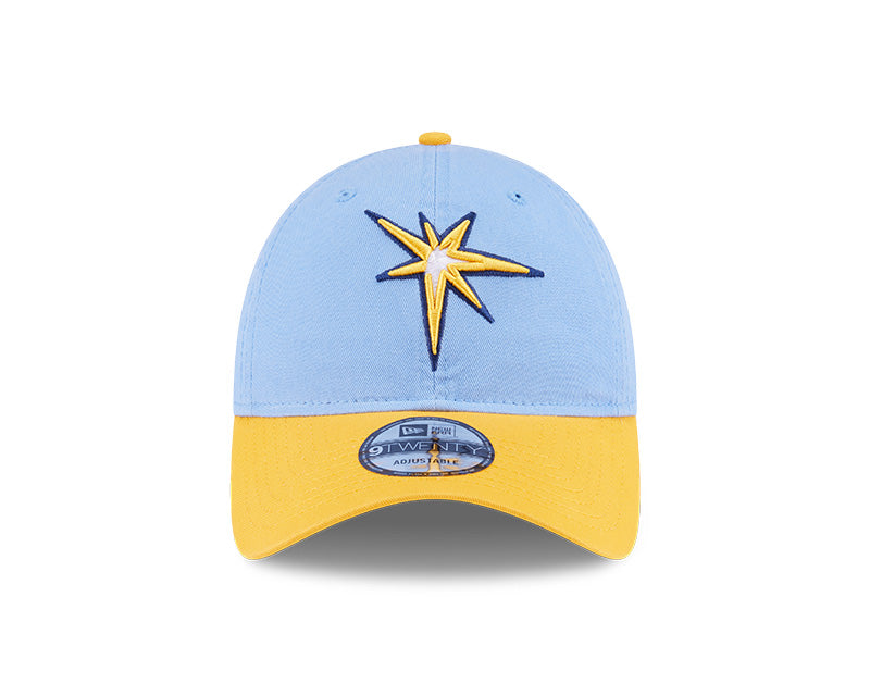 Rays New Era Youth Light Blue/Yellow Burst 2025 On-Field Spring Training 9Twenty Adjustable Hat