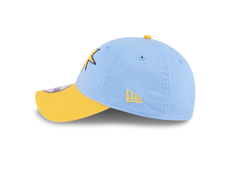 Rays New Era Youth Light Blue/Yellow Burst 2025 On-Field Spring Training 9Twenty Adjustable Hat